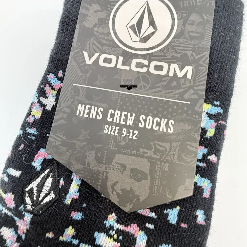 VOLCOM Men’s Crew Socks Mixed Color Print As 9-12 New